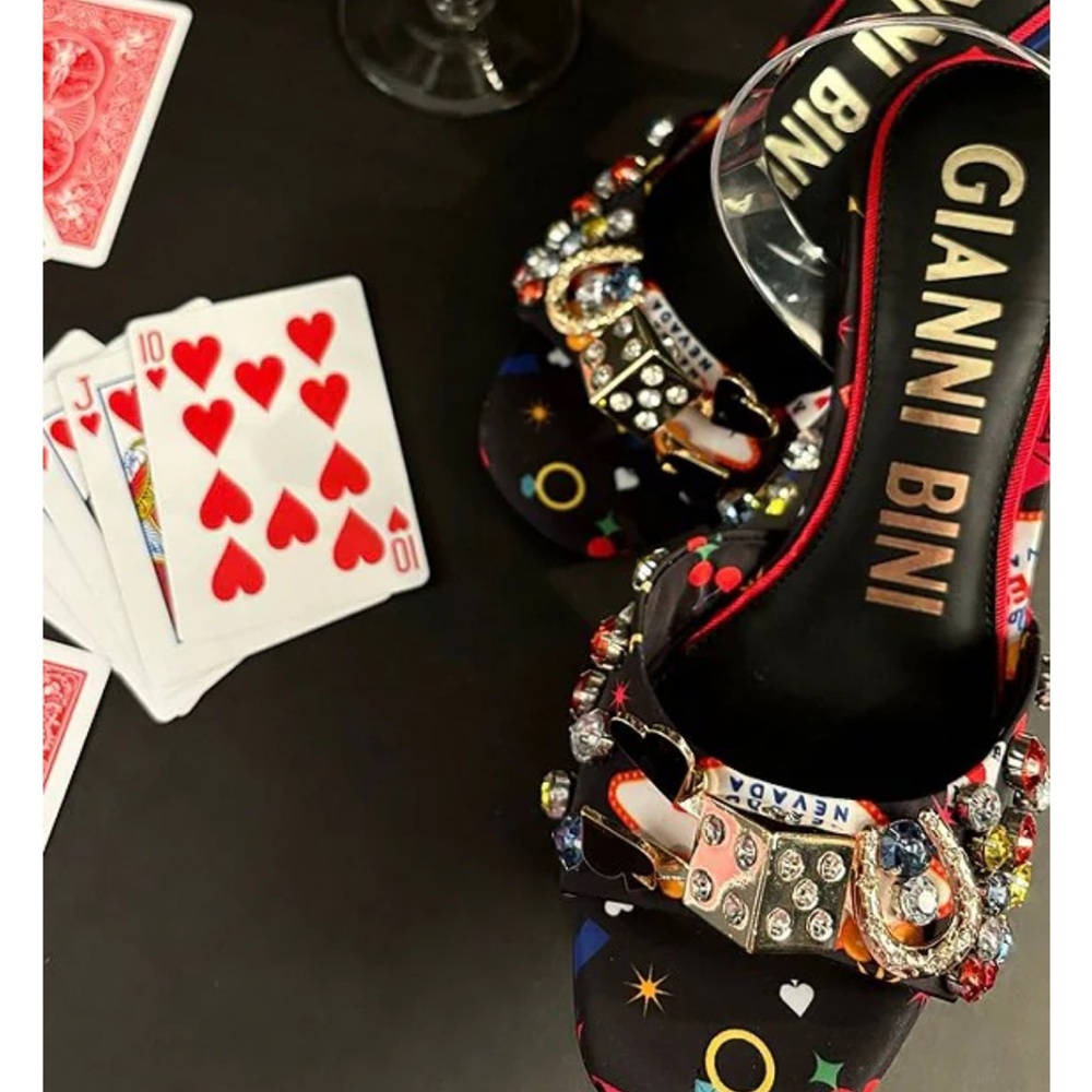 Gianni Bini Maverick Printed Casino Ornament Martini Heel Dress Sandals - Picture 4 of 8